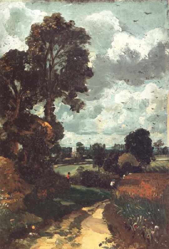 John Constable A country lane,with a church in the distance Germany oil painting art
